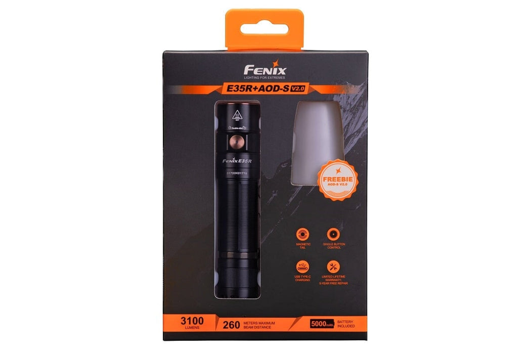 Fenix E35R Rechargeable High-Performance EDC Flashlight + AOD-S V2.0 COMBO PACK Flashlight Fenix 