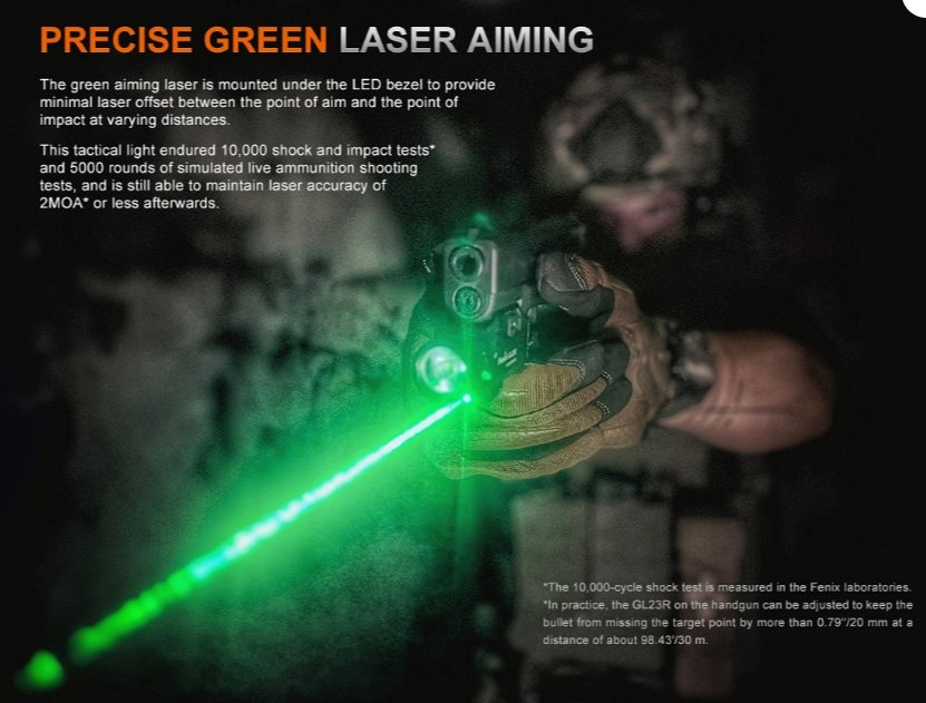 Fenix GL23R Tactical Light with Green Laser Flashlight Accessories Fenix 