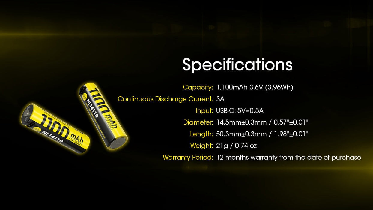 Nitecore NL1411R Rechargeable Batteries Nitecore 