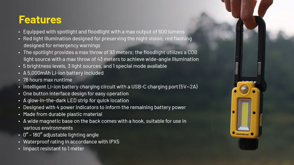 Nitecore NWL20 Magnetic Utility light - 600 Lumens Flashlight Nitecore 